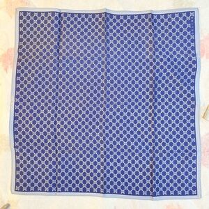 Blue and White Patterned Scarf Cotton